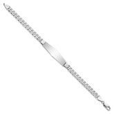 14k White Gold Polished Solid Chain/Solid Plate Flat Curb Link Soft Diamond Shape 33x10mm Plate 7 inch ID Bracelet